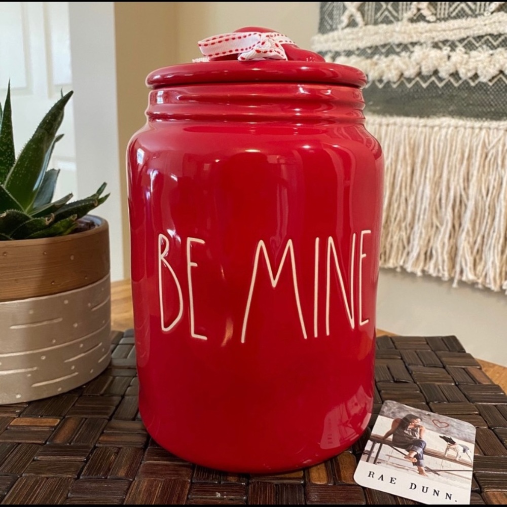 Rae Dunn Be Mine Canister Red/White